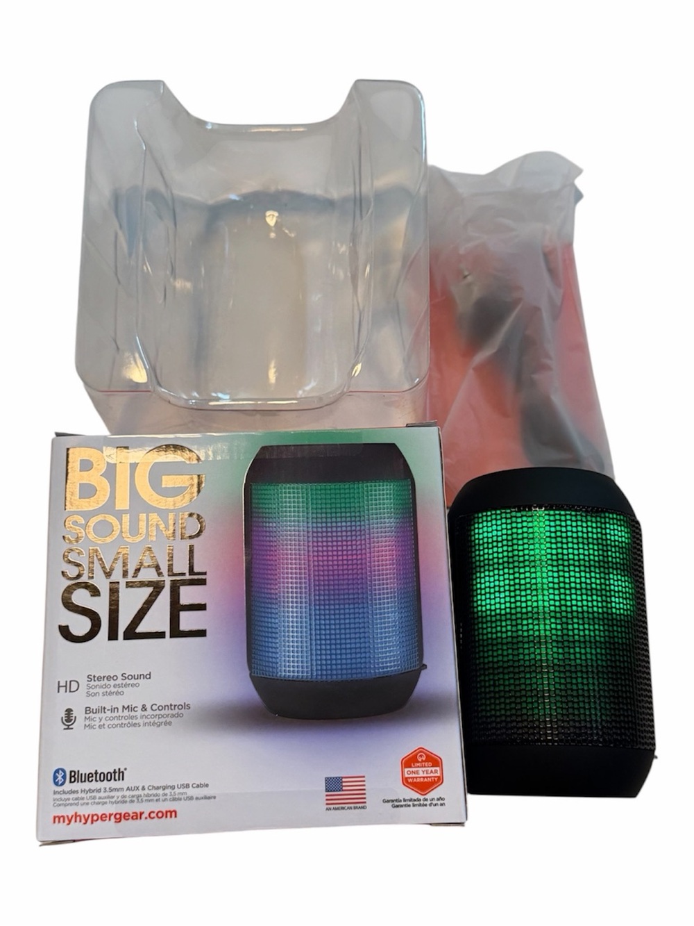Hypergear Rave Mini LED Wireless Portable Bluetooth Speaker Music Calls Mic